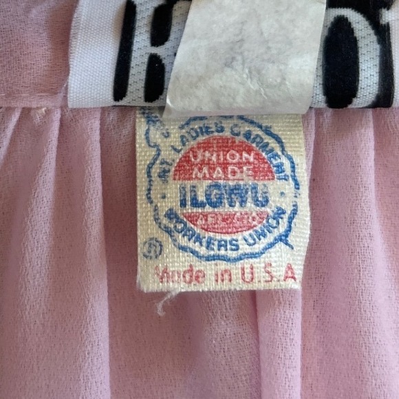 Vintage REO Originals Pink Lace Midi Dress Pearl Button Long Sleeve ILGWU USA 16 - Picture 5 of 10